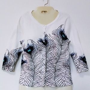 ⭐Relativity White Peacock cardigan sweater petite